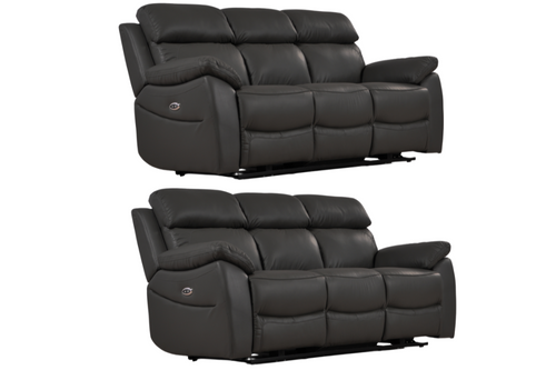 Dandrea Genuine Leather Grey Electric Power Recliner 3+3 Seater Sofa Set