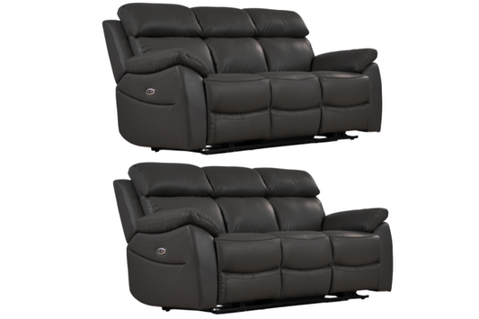 Dandrea Genuine Leather Grey Electric Power Recliner 3+3 Seater Sofa Set