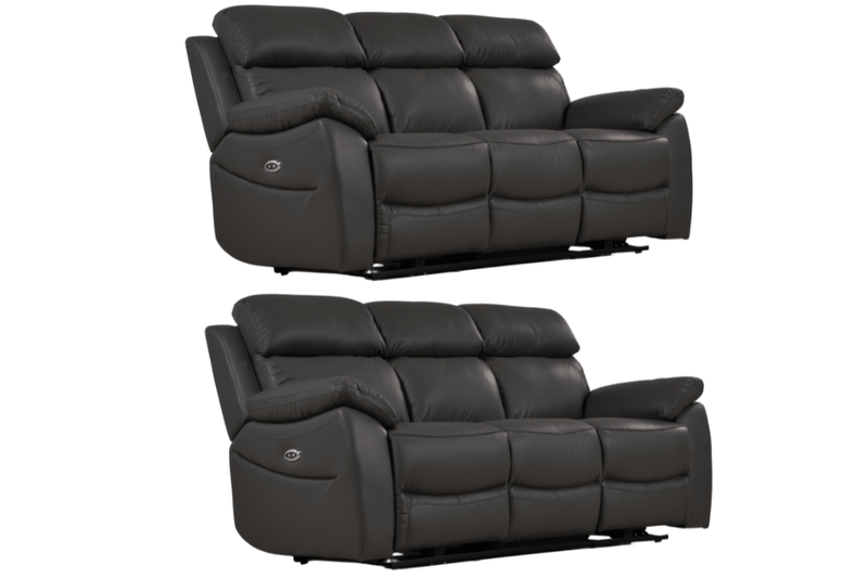 Dandrea Genuine Leather Grey Electric Power Recliner 3+3 Seater Sofa Set - Furniture Instore