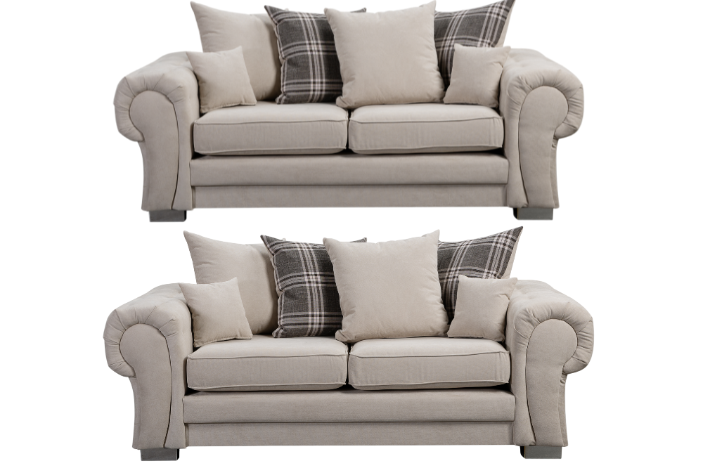 Verona Scatter Back Cream Fabric 3+3 Seater Sofa Set