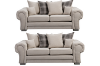 Verona Scatter Back Cream Fabric 3+3 Seater Sofa Set