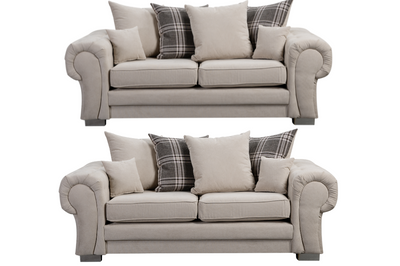 Verona Scatter Back Cream Fabric 3+3 Seater Sofa Set