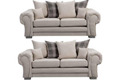 Verona Scatter Back Cream Fabric 3+3 Seater Sofa Set