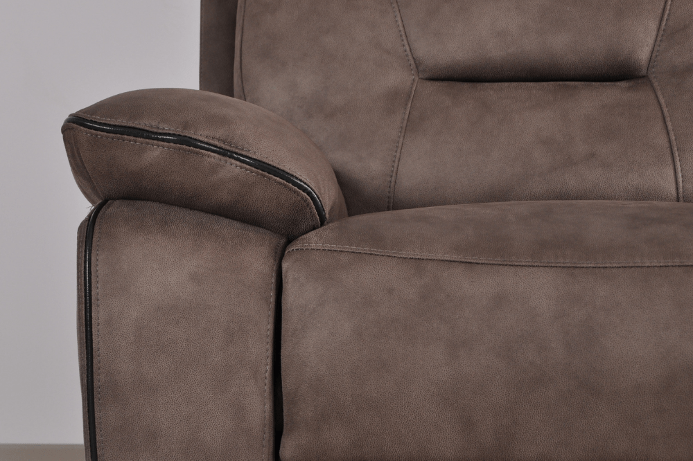 Foster Brown Fabric Electric Recliner 3+3 Seater Sofa Set - Furniture Instore