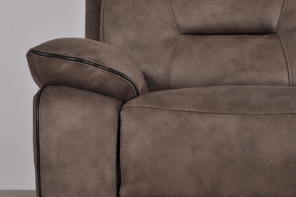Foster Brown Fabric Electric Recliner 3+3 Seater Sofa Set - Furniture Instore
