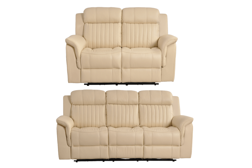 Cidliano Genuine Leather Cream Electric Power Recliner 3+2 Seater Sofa Set - Furniture Instore