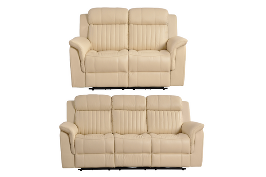 Cidliano Genuine Leather Cream Electric Power Recliner 3+2 Seater Sofa Set