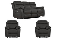 Dandrea Genuine Leather Grey Electric Power Recliner 3+1+1 Seater Sofa Set