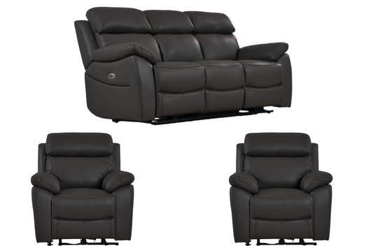 Dandrea Genuine Leather Grey Electric Power Recliner 3+1+1 Seater Sofa Set