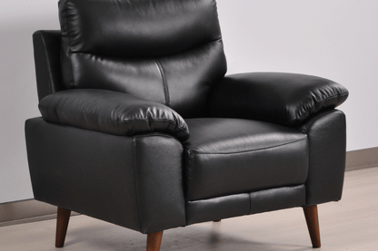 Vantage Genuine Leather Black 3+1+1 Seater Sofa Set - Furniture Instore