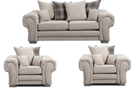 Verona Scatter Back Cream Fabric 3+1+1 Seater Sofa Set