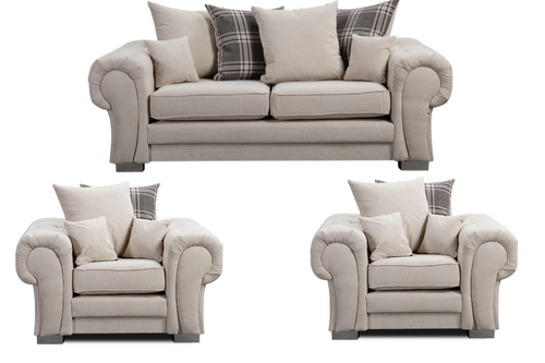 Verona Scatter Back Cream Fabric 3+1+1 Seater Sofa Set