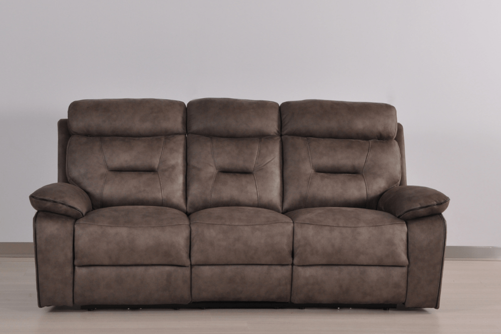 Foster Brown Fabric Electric Recliner 3+3 Seater Sofa Set - Furniture Instore
