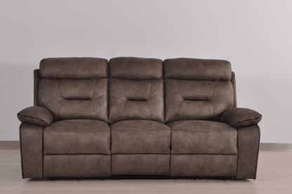 Foster Brown Fabric Electric Recliner 3+3 Seater Sofa Set - Furniture Instore