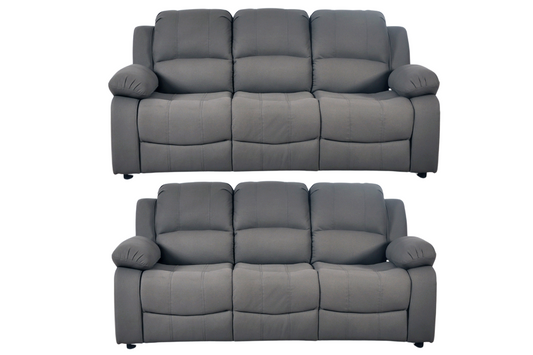 Valerie Grey Fabric Sofa Modern 3+3 Seater Sofa Set