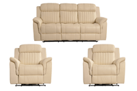 Cidliano Genuine Leather Cream Electric Power Recliner 3+1+1 Seater Sofa Set