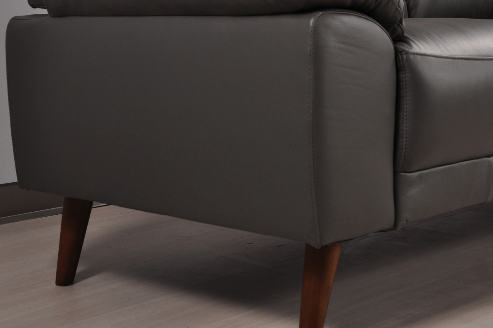 Vantage Genuine Leather Grey 3+1+1 Seater Sofa Set - Furniture Instore