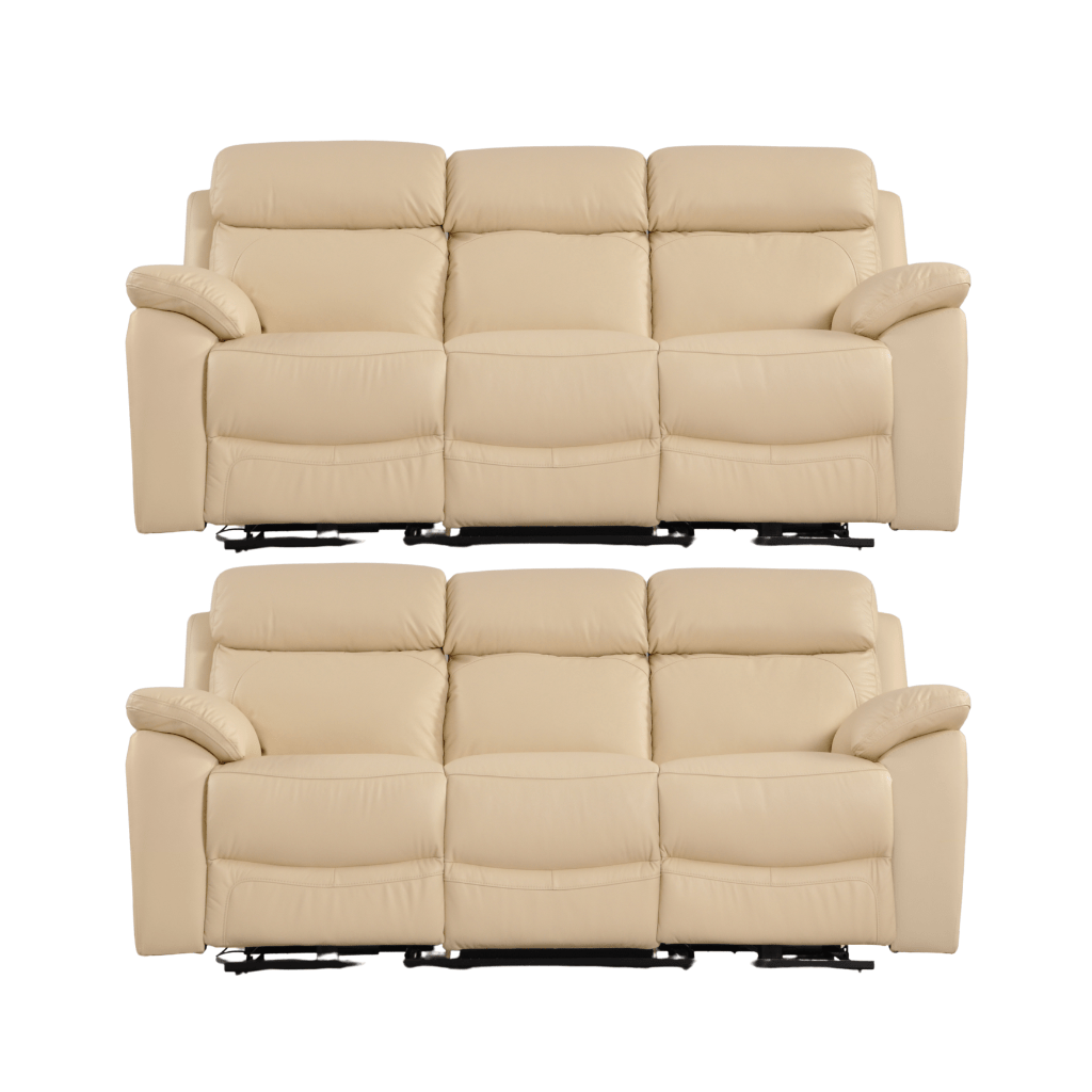 Dandrea Genuine Leather Cream Electric Power Recliner 3+3 Seater Sofa Set - Furniture Instore