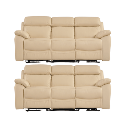 Dandrea Genuine Leather Cream Electric Power Recliner 3+3 Seater Sofa Set