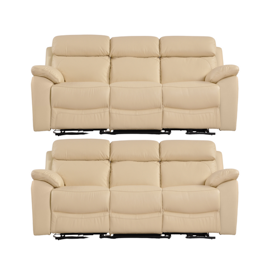 Dandrea Genuine Leather Cream Electric Power Recliner 3+3 Seater Sofa Set