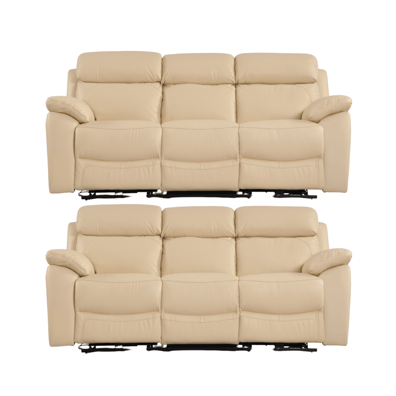 Dandrea Genuine Leather Cream Electric Power Recliner 3+3 Seater Sofa Set - Furniture Instore