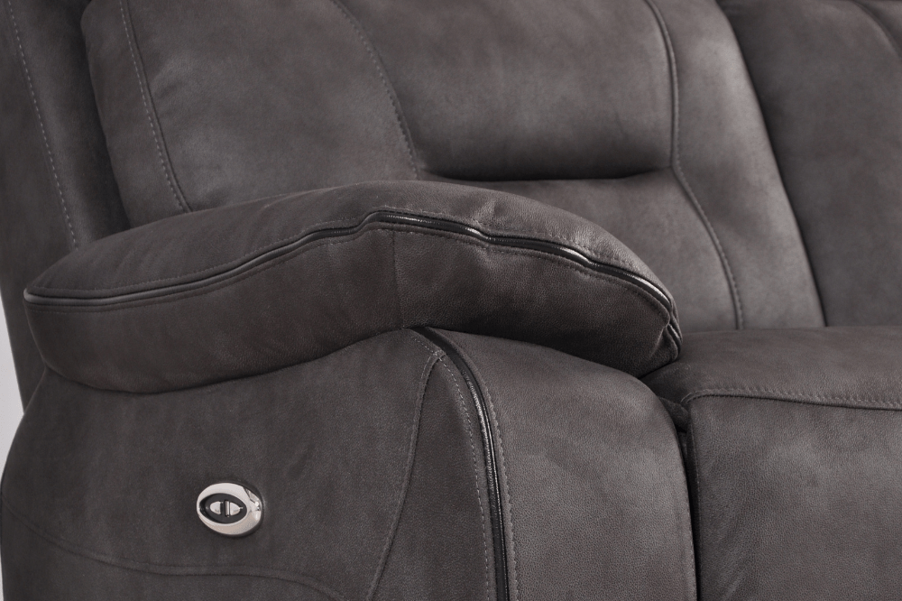 Foster Dark Grey Fabric Electric Recliner 3+1+1 Seater Sofa Set - Furniture Instore