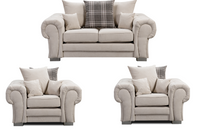 Verona Scatter Back Cream Fabric 2+1+1 Seater Sofa Set