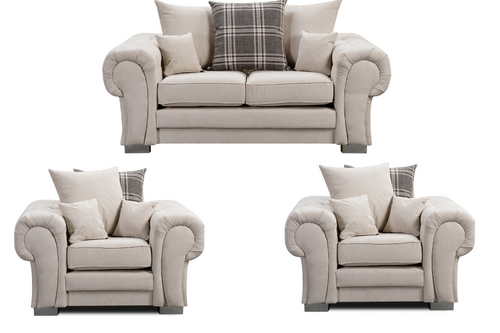 Verona Scatter Back Cream Fabric 2+1+1 Seater Sofa Set