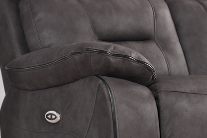 Foster Grey Fabric Electric Recliner 3+3 Seater Sofa Set