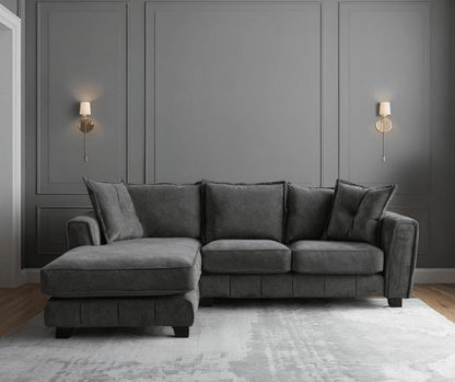 Somerford Left Hand Fabric Corner Chaise - Grey - Furniture Instore