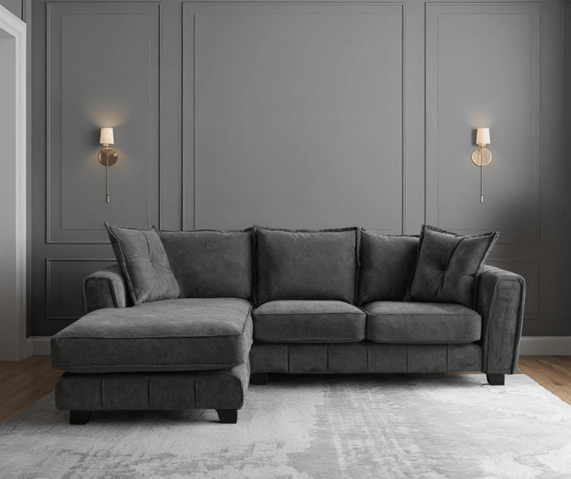 Somerford Left Hand Fabric Corner Chaise - Grey - Furniture Instore