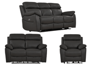 Dandrea Genuine Leather Grey Electric Power Recliner 3+2+1 Seater Sofa Set