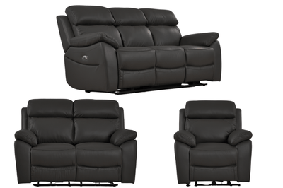Dandrea Genuine Leather Grey Electric Power Recliner 3+2+1 Seater Sofa Set