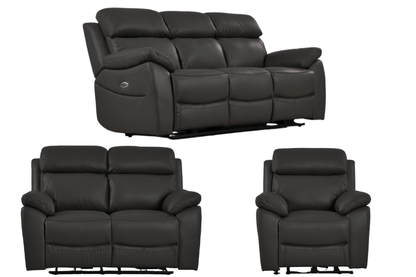 Dandrea Genuine Leather Grey Electric Power Recliner 3+2+1 Seater Sofa Set - Furniture Instore