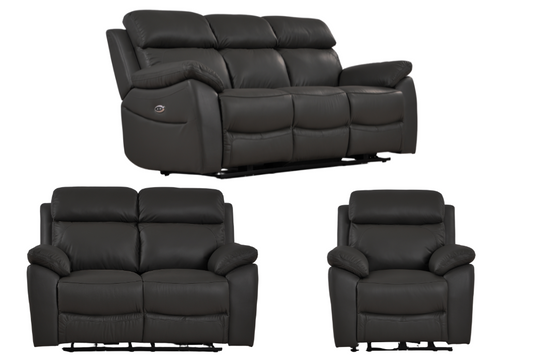 Dandrea Genuine Leather Grey Electric Power Recliner 3+2+1 Seater Sofa Set