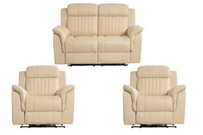 Cidliano Genuine Leather Cream Electric Power Recliner 2+1+1 Seater Sofa  Set