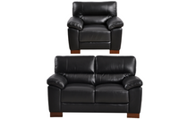Dalmore Genuine Leather Black 2+1 Seater Sofa Set