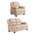 Valerie Cream Leather Modern 2+1 Seater Sofa Set