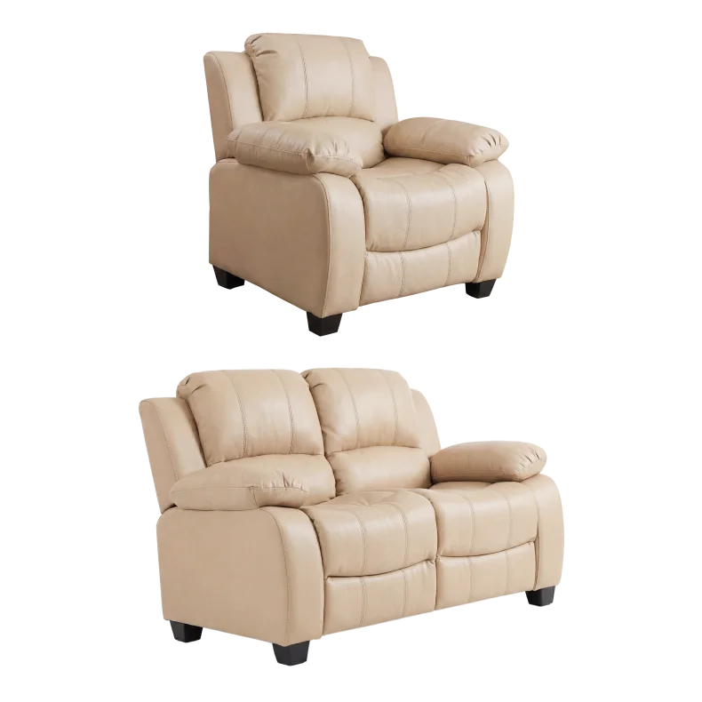 Valerie Cream Leather Modern 2+1 Seater Sofa Set