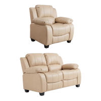 Valerie Cream Leather Modern 2+1 Seater Sofa Set