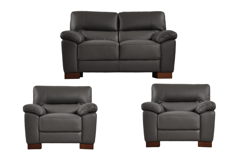 Dalmore Genuine Leather Grey 2+1+1 Seater Sofa Set - Furniture Instore