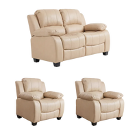 Valerie Cream Leather Modern 2+1+1 Seater Sofa Set