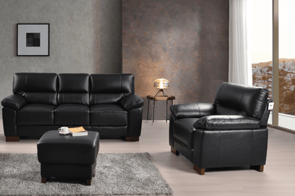Dalmore Genuine Leather Black 3+2 Seater Sofa Set - Furniture Instore