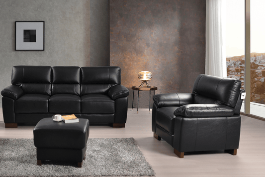 Dalmore Genuine Leather Black 3+2 Seater Sofa Set - Furniture Instore