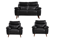 Vantage Genuine Leather Black 2+1+1 Seater Sofa Set