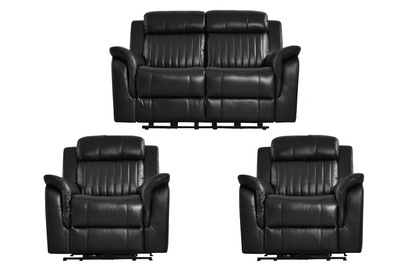 Cidliano Genuine Leather Black Electric Power Recliner 2+1+1 Seater Sofa Set
