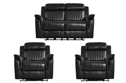 Cidliano Genuine Leather Black Electric Power Recliner 2+1+1 Seater Sofa Set - Furniture Instore