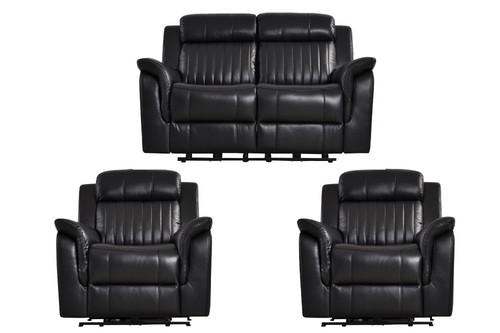 Cidliano Genuine Leather Black Electric Power Recliner 2+1+1 Seater Sofa Set