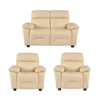 Rivello Genuine Leather Cream 2+1+1 Seater Sofa Set
