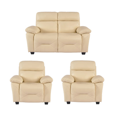 Rivello Genuine Leather Cream 2+1+1 Seater Sofa Set